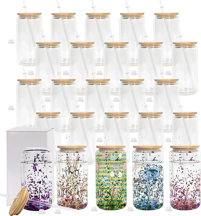 16oz Glass SnowGlobe Tumbler