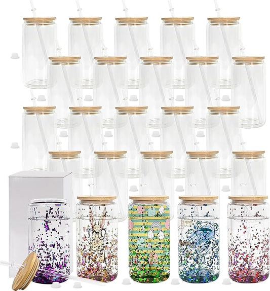 16oz Glass SnowGlobe Tumbler